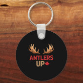 Antlers Up Canadian Pride Funny Canada Flag Moose  キーホルダー (正面)