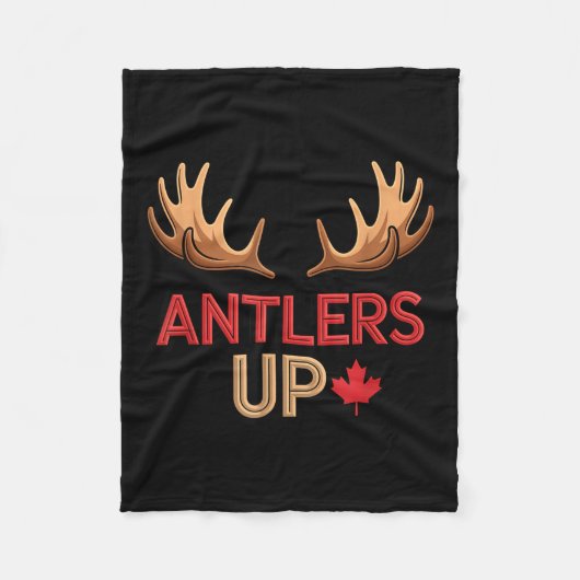 Antlers Up Canadian Pride Funny Canada Flag Moose  フリースブランケット (正面)