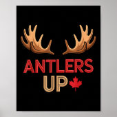 Antlers Up Canadian Pride Funny Canada Flag Moose  ポスター (正面)