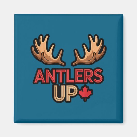 Antlers Up Canadian Pride Funny Canada Flag Moose  マグネット (正面)