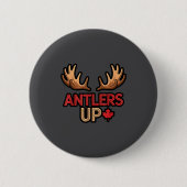 Antlers Up Canadian Pride Funny Canada Flag Moose  缶バッジ (正面)