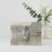 Anton Mauveによる物干し線の女性 ポストカード (スタンド正面)