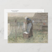 Anton Mauveによる物干し線の女性 ポストカード (正面/裏面)