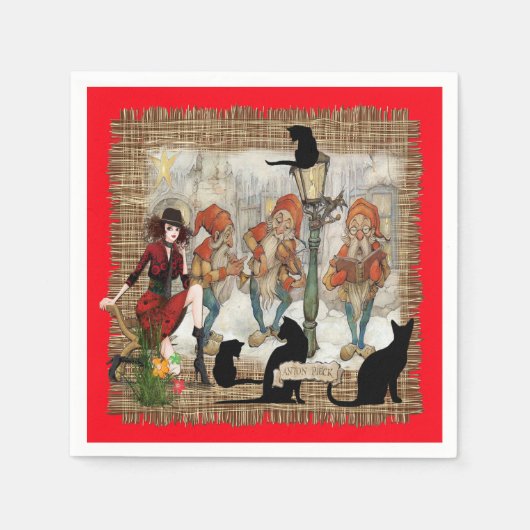 Anton Pieckとのクリスマス スタンダードカクテルナプキン (正面)