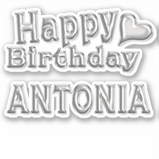 Antonia Happy Birthday silver Aufkleber Sticker シール (正面)