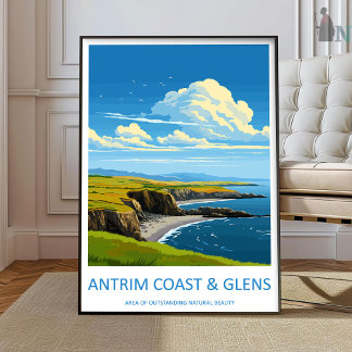 Antrim Coast and Glens Travel Print Wall Art Antri ポスター