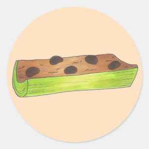 Ants on a Log Celery Peanut Butter Raisinsグルメ ラウンドシール