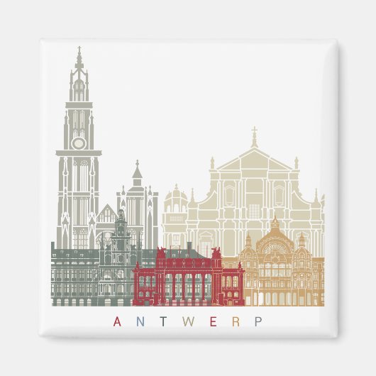 Antwerp skyline poster マグネット (正面)