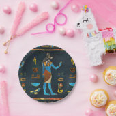 Anubisのエジプトの金ゴールドの、青および赤いガラス ペーパープレート (パーティー)