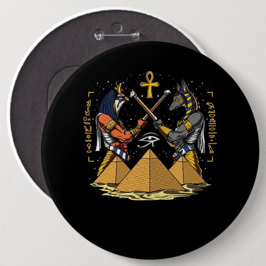 AnubisのHorusのピラミッドのエジプトの神のRAのAnkhの目 缶バッジ (正面&裏面)
