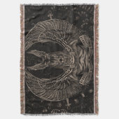 Anubis -エジプトの神のセピア色 スローブランケット (正面縦)