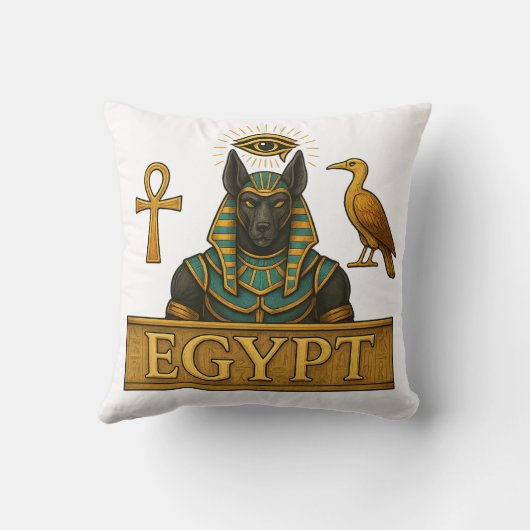 Anubis & Thoth | Egyptian Symbols - Throw Pillow クッション (裏面)