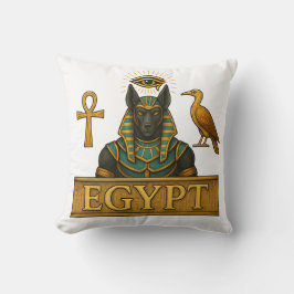 Anubis & Thoth | Egyptian Symbols - Throw Pillow クッション