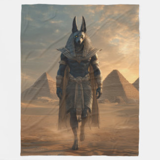 Anubis throw blanket – Egyptian Mythology Wall Art フリースブランケット