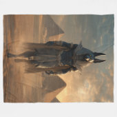 Anubis throw blanket – Egyptian Mythology Wall Art フリースブランケット (正面(横))