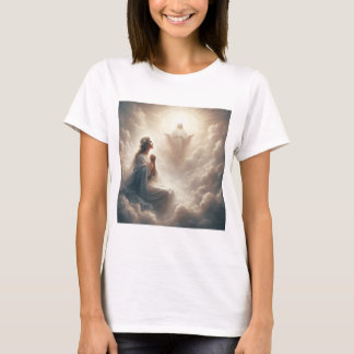 Anunciación Divina: Virgen y Bendición Celestial Tシャツ