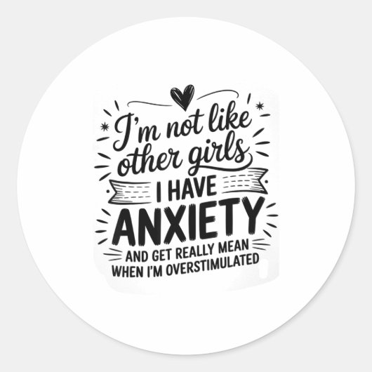 Anxiety Humor For Women With Overstimulation  ラウンドシール (正面)