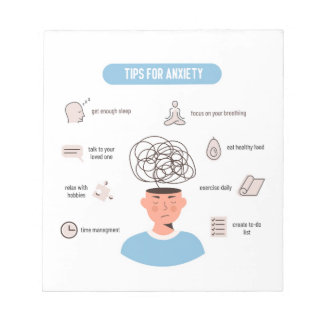 Anxiety Tips Minimal Mental Health Art ノートパッド
