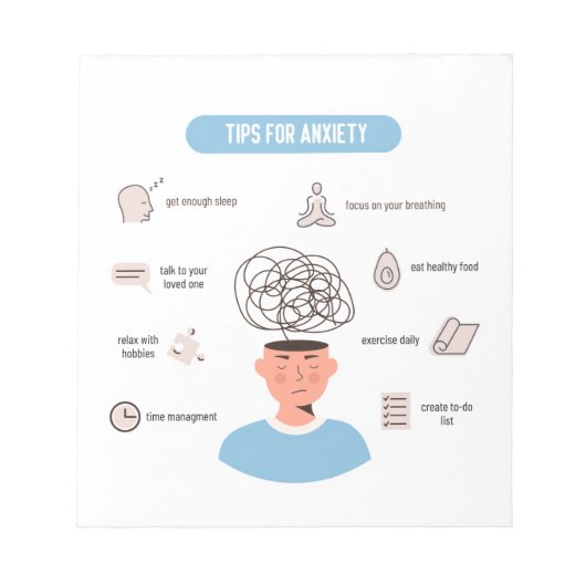 Anxiety Tips Minimal Mental Health Art ノートパッド (正面)