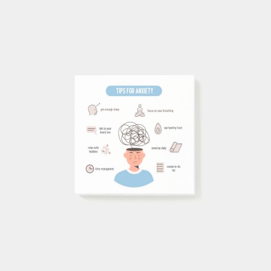 Anxiety Tips Minimal Mental Health Art ポストイット (正面)