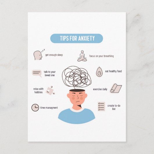Anxiety Tips Minimal Mental Health Art ポストカード (正面)