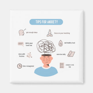 Anxiety Tips Minimal Mental Health Art マグネット