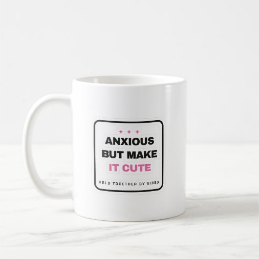 Anxious But Make It Cute Funny Mug コーヒーマグカップ (左)