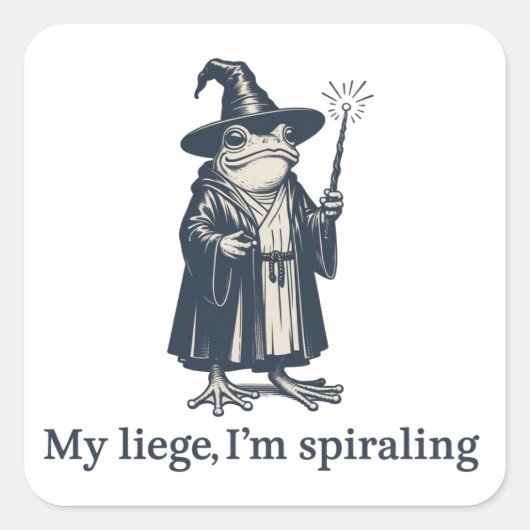 Anxious Frog Wizard Funny ADHD Neurodiversity  スクエアシール (正面)