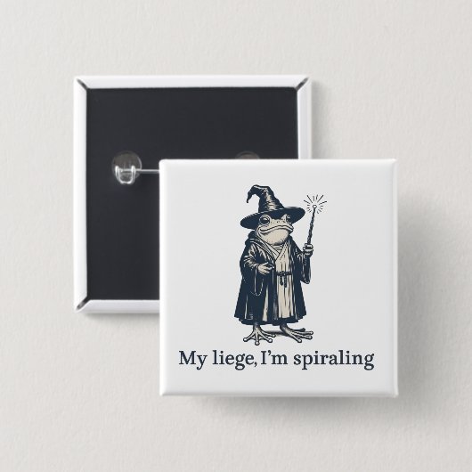 Anxious Frog Wizard Funny ADHD Neurodiversity  缶バッジ (正面&裏面)