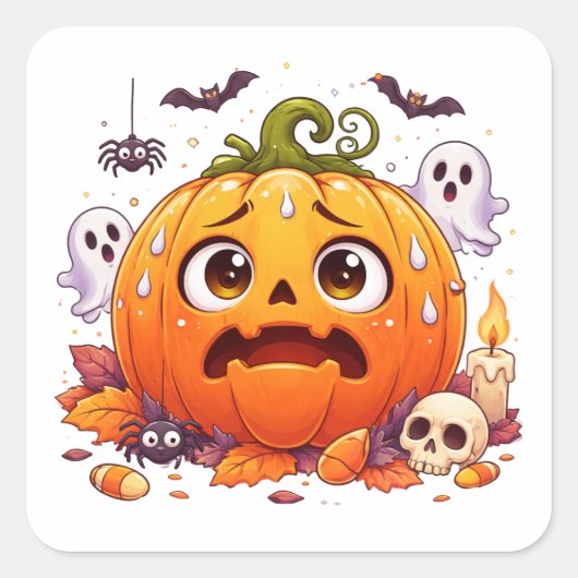 Anxious Pumpkin Sticker スクエアシール (正面)