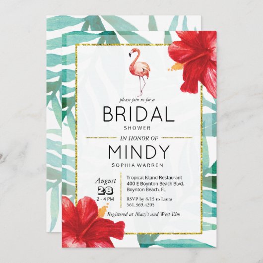 ANYイベント – トロピカルフラミンゴ招待状 招待状 (正面/裏面)