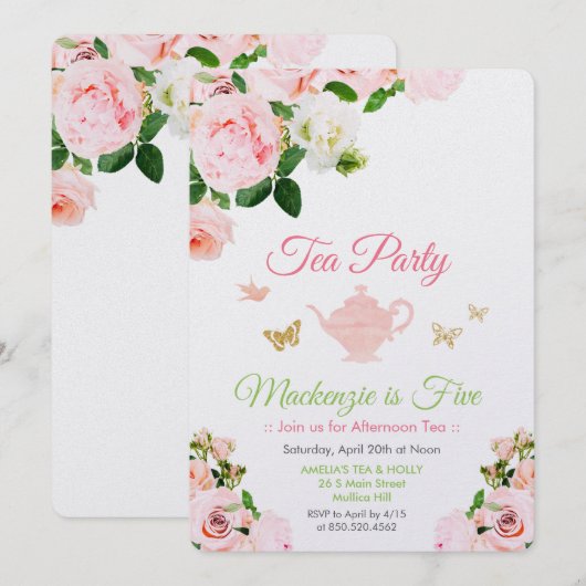 ANYイベント-フローラティーパーティの招待状 招待状 (正面/裏面)