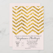 ANYイベント-金ゴールド赤面グリッター招待状 招待状 (正面/裏面)