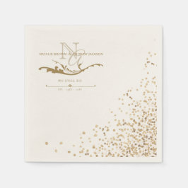 ANYカップルモダンアニバーサリーモノグラムナプキン スタンダードカクテルナプキン