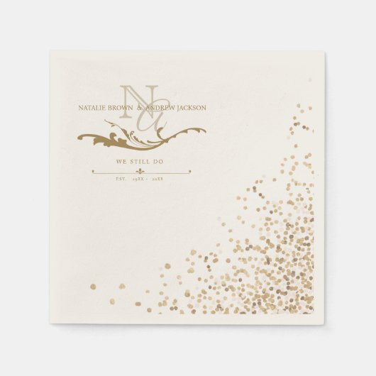 ANYカップルモダンアニバーサリーモノグラムナプキン スタンダードカクテルナプキン (正面)