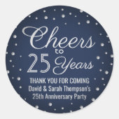 ANY記念日のお祝い 上品なネイビーブルーとホワイト ラウンドシール (正面)