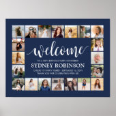 ANY誕生日へようこそ20フォトコラージュNavy Blue ポスター (正面)