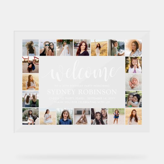 ANY誕生日ウェルカムスクリプト20フォトコラージュパーティー アクリルサイン (正面)