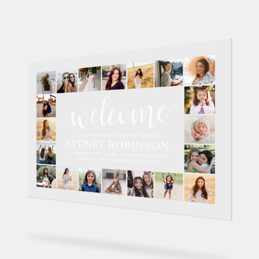 ANY誕生日ウェルカムスクリプト20フォトコラージュパーティー アクリルサイン (傾斜)