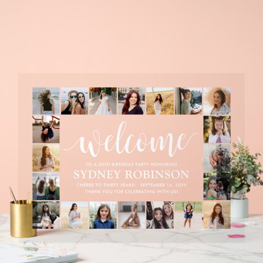 ANY誕生日ウェルカムスクリプト20フォトコラージュパーティー アクリルサイン (ウェディング)