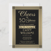 ANY誕生日クラシック応援縁どブラックと金ゴールド 招待状 (正面)