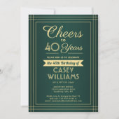 ANY誕生日クラシック応援縁ど緑と金ゴールド 招待状 (正面)