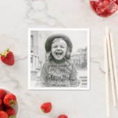 ANY誕生日シックスタイリッシュタイポグラフィフォトパーティー スタンダードカクテルナプキン (インサイチュ)