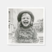 ANY誕生日シックスタイリッシュタイポグラフィフォトパーティー スタンダードカクテルナプキン (正面)