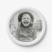 ANY誕生日シックスタイリッシュタイポグラフィフォトパーティー ペーパープレート (正面)