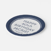 ANY誕生日モダンネイビーブルー&ホワイトパーティー ペーパープレート (アングル)
