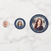 ANY誕生日応援エレガントネイビーブルー金ゴールド3 Photo コンフェッティ (裏面)