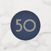 ANY誕生日応援エレガントネイビーブルー金ゴールド3 Photo コンフェッティ (スモール正面)