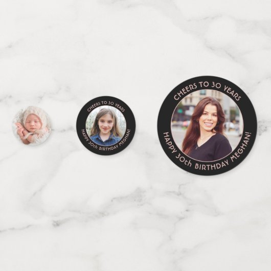 ANY誕生日応援エレガントピンクと黒3枚の写真 コンフェッティ (裏面)