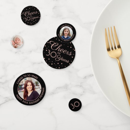 ANY誕生日応援エレガントピンクと黒3枚の写真 コンフェッティ (グループ)